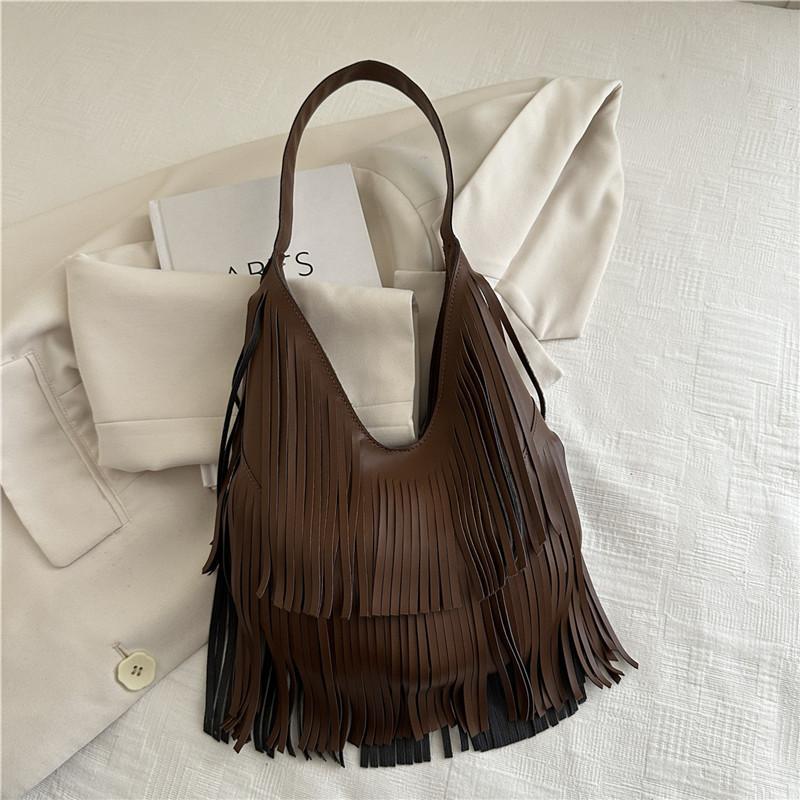2025 Spring and Summer New Products, European and American Fashion Fringed Bags, Casual Versatile Tote Bags, Women's Large-capacity Underarm Shoulder 