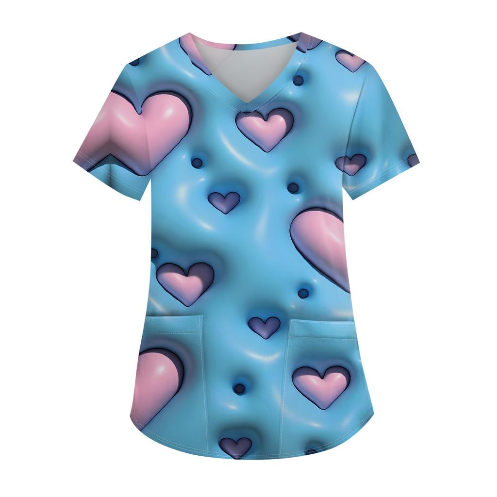 Dámská potisková uniforma pracovní uniforma s výstřihem do V kapsa ochranná pracovní uniforma