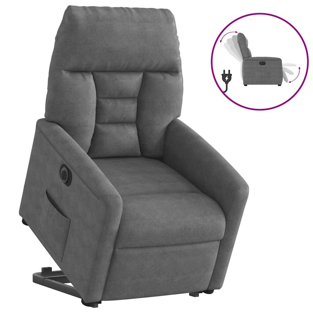 Recliner Chair with Electric Lift Assistance Dark Grey Microfiber Fabric