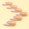 Elegant Acrylic False Nail Almond Shape with Floral Pattern and Gold Detail Stick On Nail for Manicure 24 Pieces