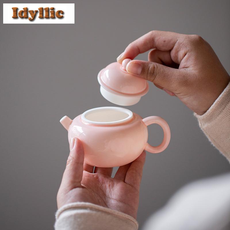 115ml Pink Jade Porcelain Teapot Boutique Tea Infuser Pot Tea Maker Kettle With Filter Chinese Tea Teaset Supplies Decoration