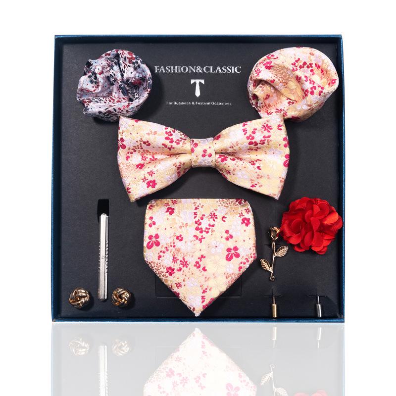 Luxury Groom Tie, Pocket Square & Boutonniere Gift Set for Weddings