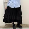 CDG KZYU Japanese-Style High Waist Pleated Patchwork Midi Skirt for Women - Spring/Summer Collection