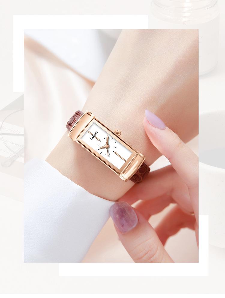 Reloj de Cuarzo Cuadrado para Mujer Laboli Estilo Retro con Correa de Cuero