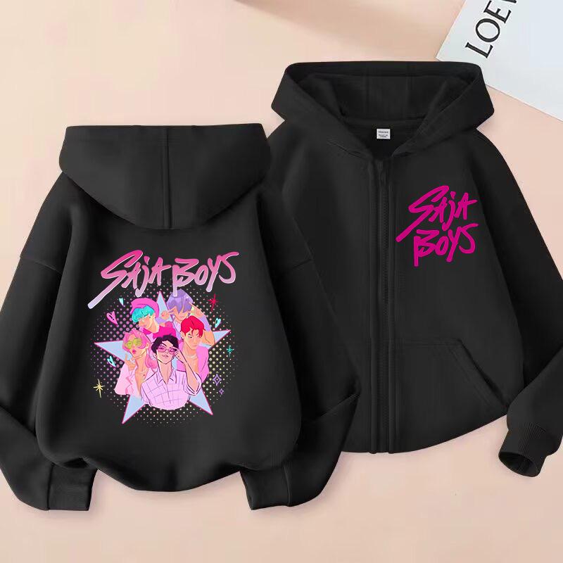 Zip Up Sweatshirts Saja Boys Kpop Demon Hunters Hoodie Children Clothes Kid Girl Boy Sweatshirt Zipper Hoody Baby Top