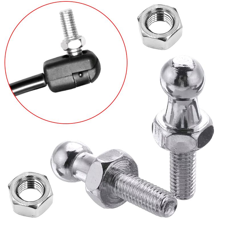 2Pcs M6 M8 Universal Car 10Mm Ball Silver Boot Bonnet Gas Struts Ball Ended End Fitting Pin Joint Valve Spring Holders