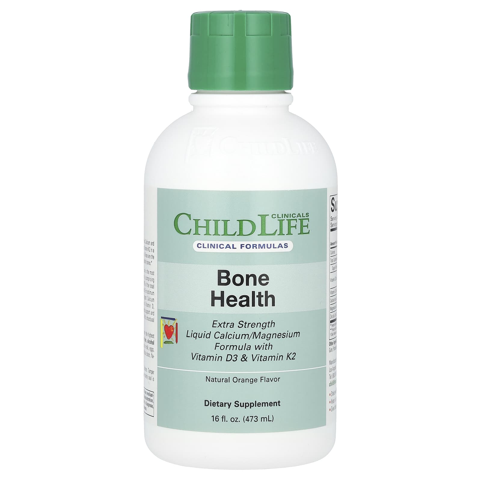 

ChildLife Clinicals, Рідка формула кальцію/магнію з вітаміном D3 і вітаміном K2, додаткова сила, натуральний апельсин, 16 рідких унцій (473 мл)