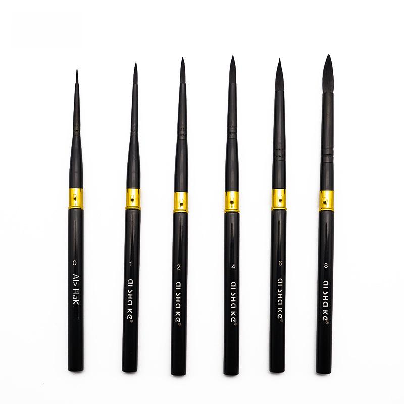 Ishak Vara Preta Desmontável Cabelo de Nylon Caneta Aquarela e Pincel para Nail Art