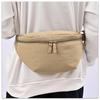 Women Solid Color Dumpling Bun Zipper Inclined Satchel Bag Leisure Sports Canvas Shoulder Crossbody Bags Adjustable Band Strap