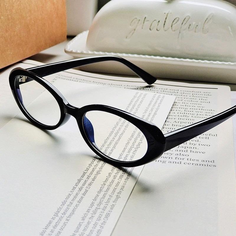 Minimalist Style Women'S Oval Clear Lens Glasses, Full Rim PC Frame Non-Prescription Decorate Eyewear for Office & Daily Use