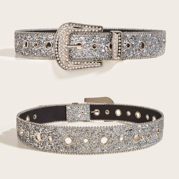 Exaggerated Rhinestone Waist Belts for Adult Pin Buckle Belt for Jeans Waistband