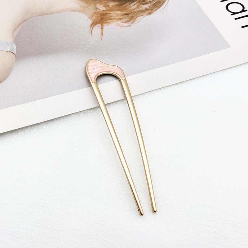 Mode Luxus Silber Gold Farbe Elegant Muschel Emaille Haarnadel für Frauen Metall U-Form Haarstab Haarschmuck Accessoires Schmuck