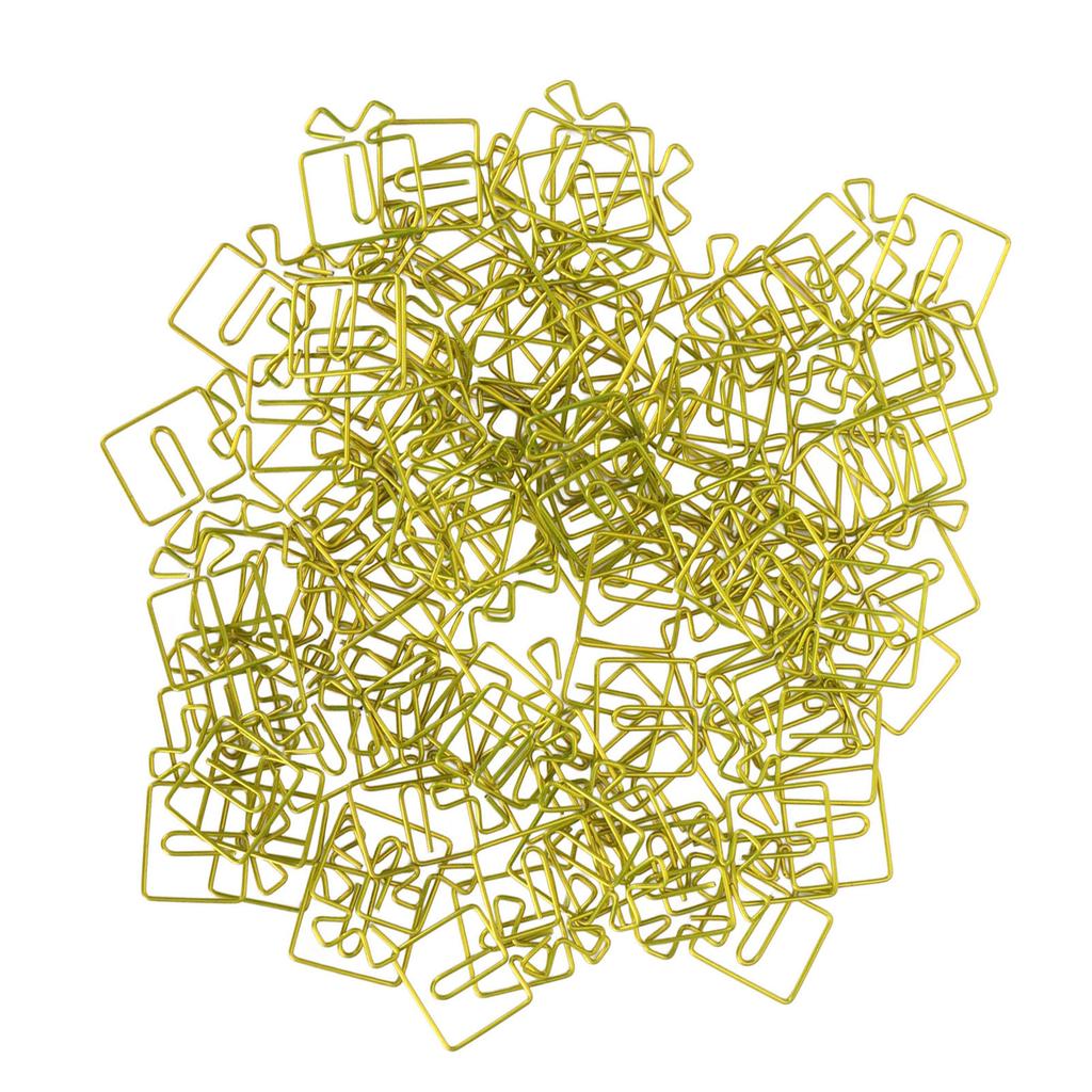 100pcs Paper Clips Christmas Gift Box Shape Increased Skid Resistance Rust Prevention Colorfast Office Paper Clips Green