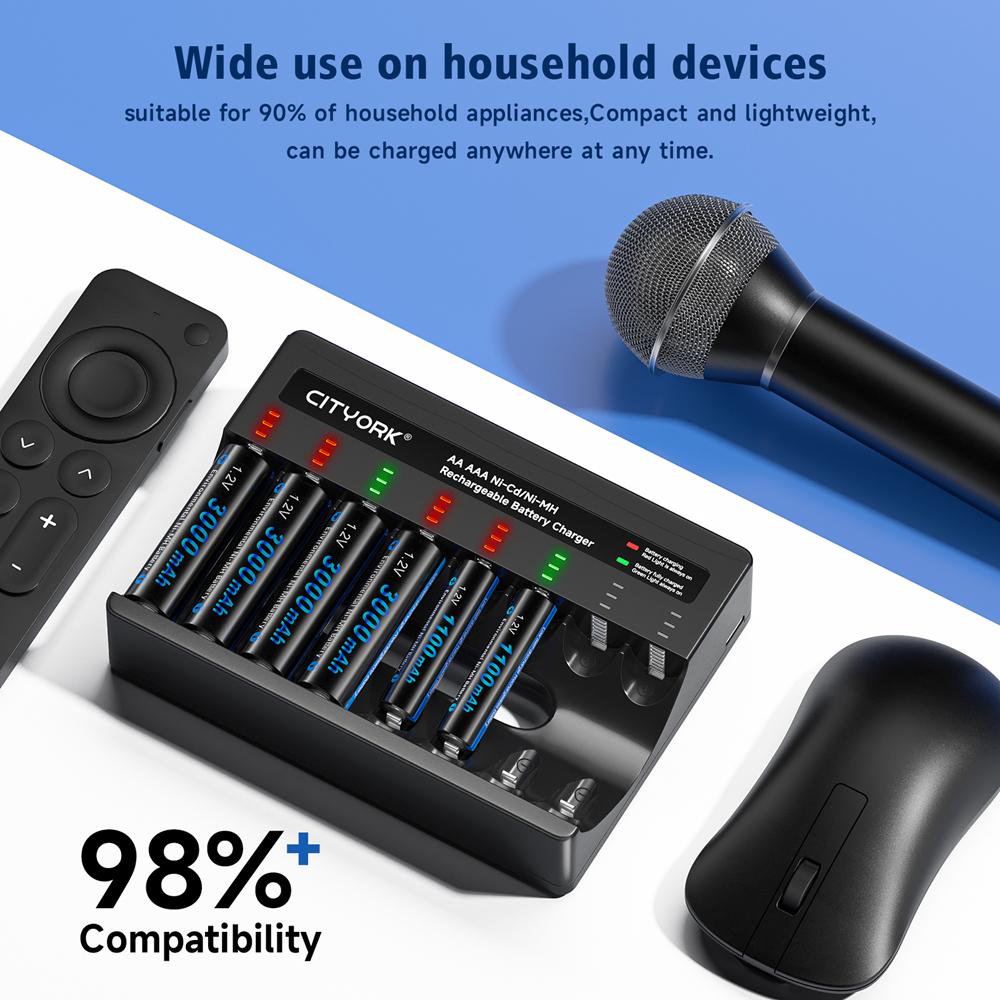 1.2V NI MH AA 2a Rechargeable Batteries 3000mAh Aa Ni-mh Battery+8 Solt LCD Charger For 1.2V NIMH 2a 3a Batteries Aa Aaa Battery