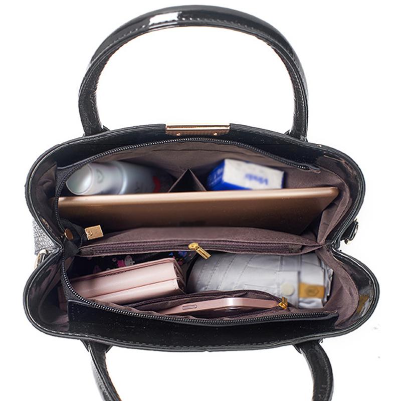 Fashion Crocodile Pattern Mother and Daughter Bag Large Capacity Bright Leather Waterproof Multi-compartment Fine Texture Handbag Shoulder Bag