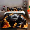 Wolf Pattern Flames Bedding Duvet Cover Set Duvet Cover Pillowcases Home Decor Birthday Gift (1 * Duvet Cover 2 * Pillowcases, Without Duvet Insert)
