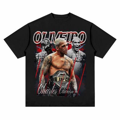 Charles Oliveira Graphic T-Shirt Men's 2026 Breathable Harajuku Style Oversized Crew Neck Sports Casual Daily Tee
