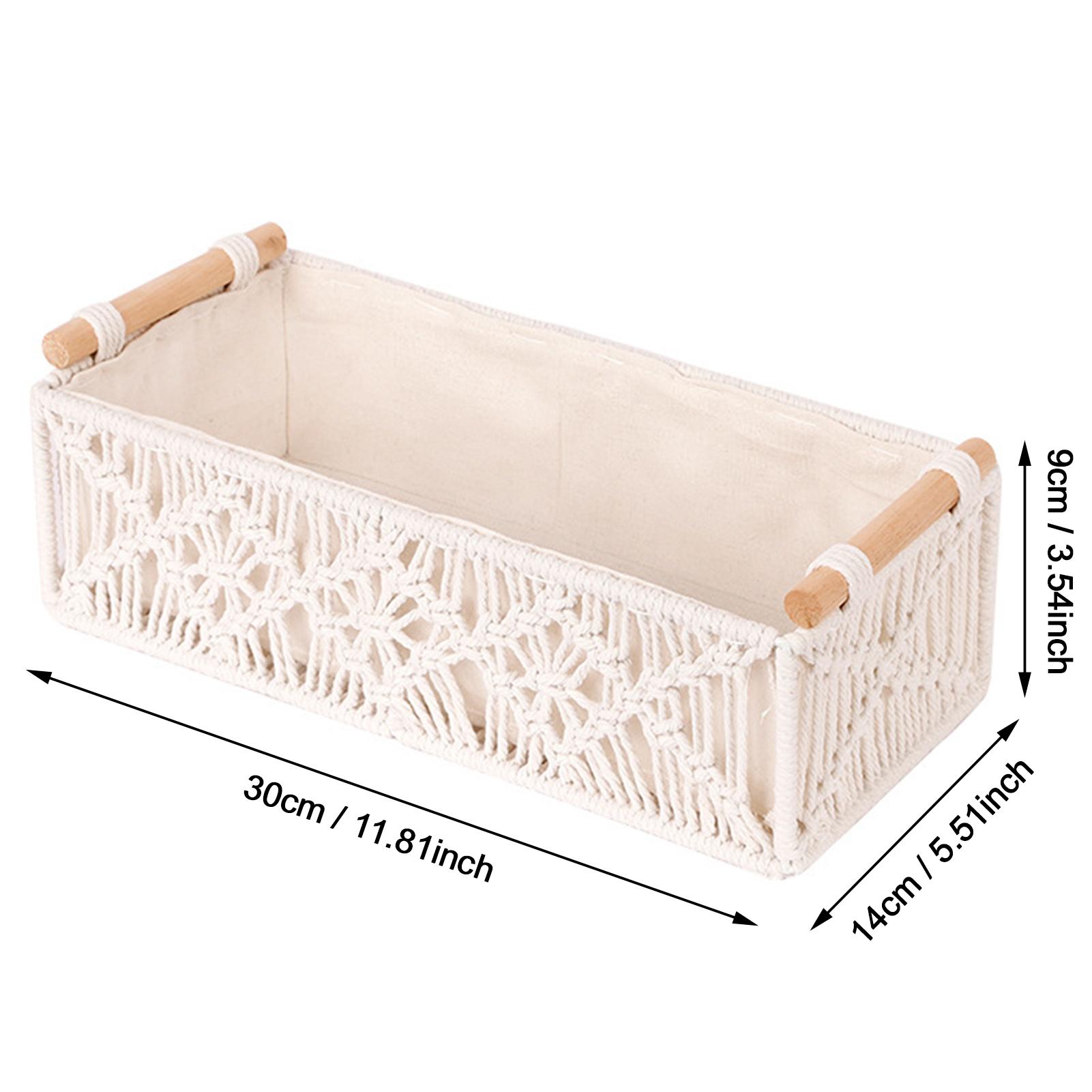 Cotton Rope Storage Basket Handwoven Organizer Box for Desktop Bathroom Bedroom Office Decoration Sturdy Organizing Bin