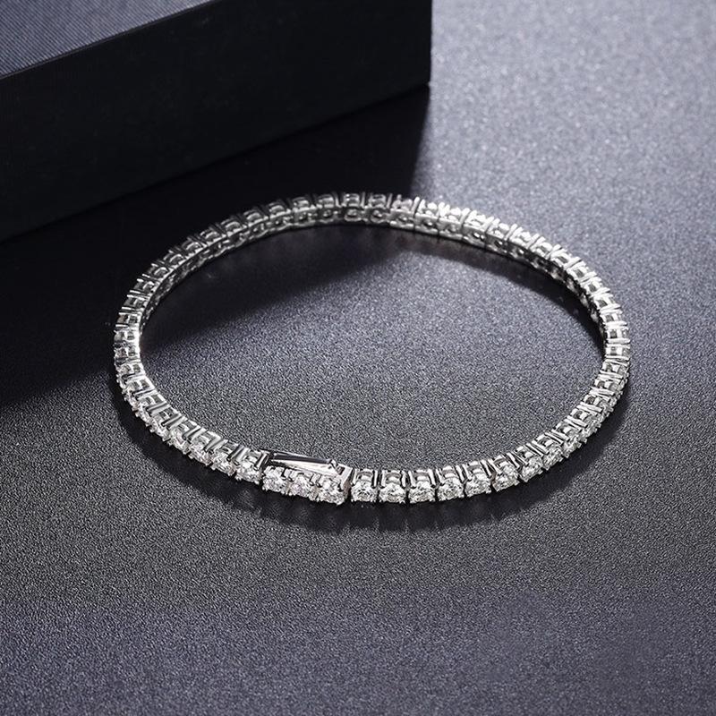 Hidden buckle full of diamond moissanite bracelet, male and female couples S925 sterling silver flash simple trendy light luxury temperament