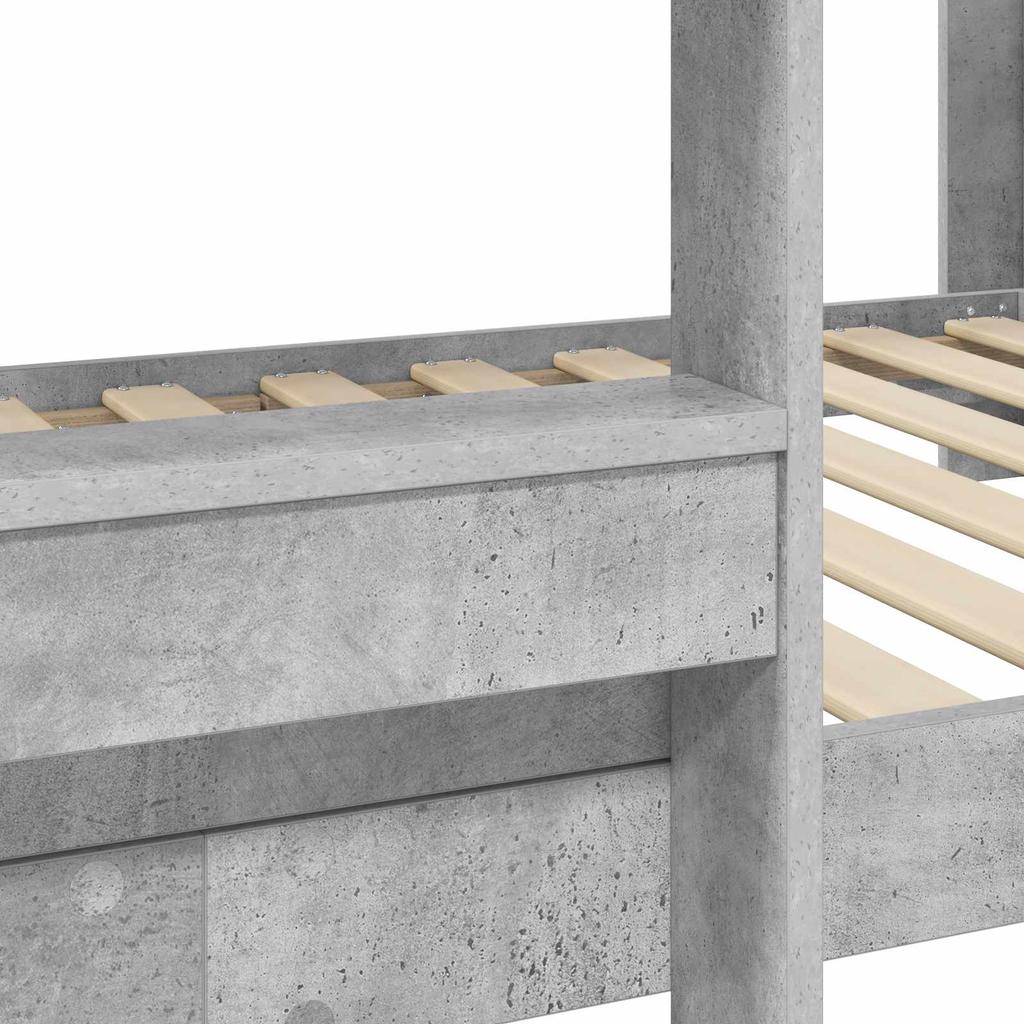 Kids Bunk Bed Concrete Grey 75 x 190 cm Particleboard