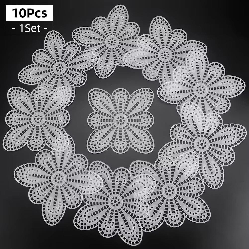 

10PCS White Plastic Butterfly Sheet Knitting Board Grid Hexagonal Sheet DIY Weaving Bag Material Crochet Embellishments
