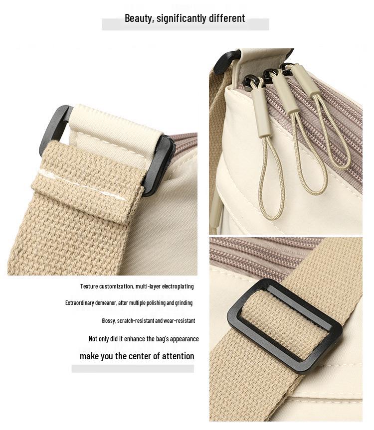 Lightweight Women's Nylon Waterproof Crossbody Bag - Casual, Multi-Layer, Portable, Fashionable Small Square Bag