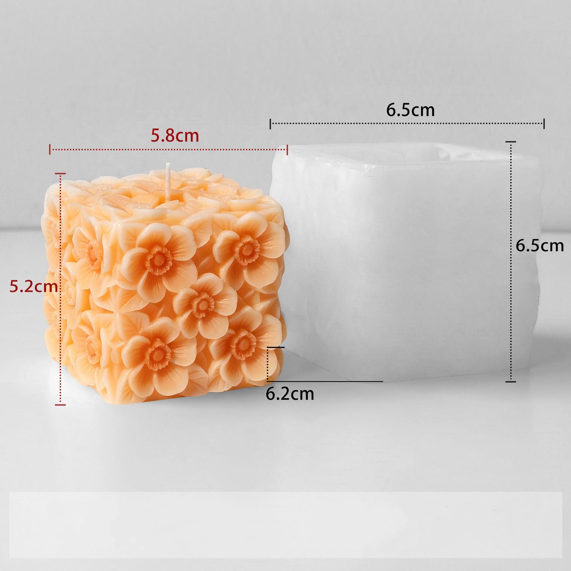 

Scented Candle Mold Reusable Handmade Craft Mould Floral Candle Mold Food-Grade 3d Flower Cube Silicone Mold For Home Decor Soap
