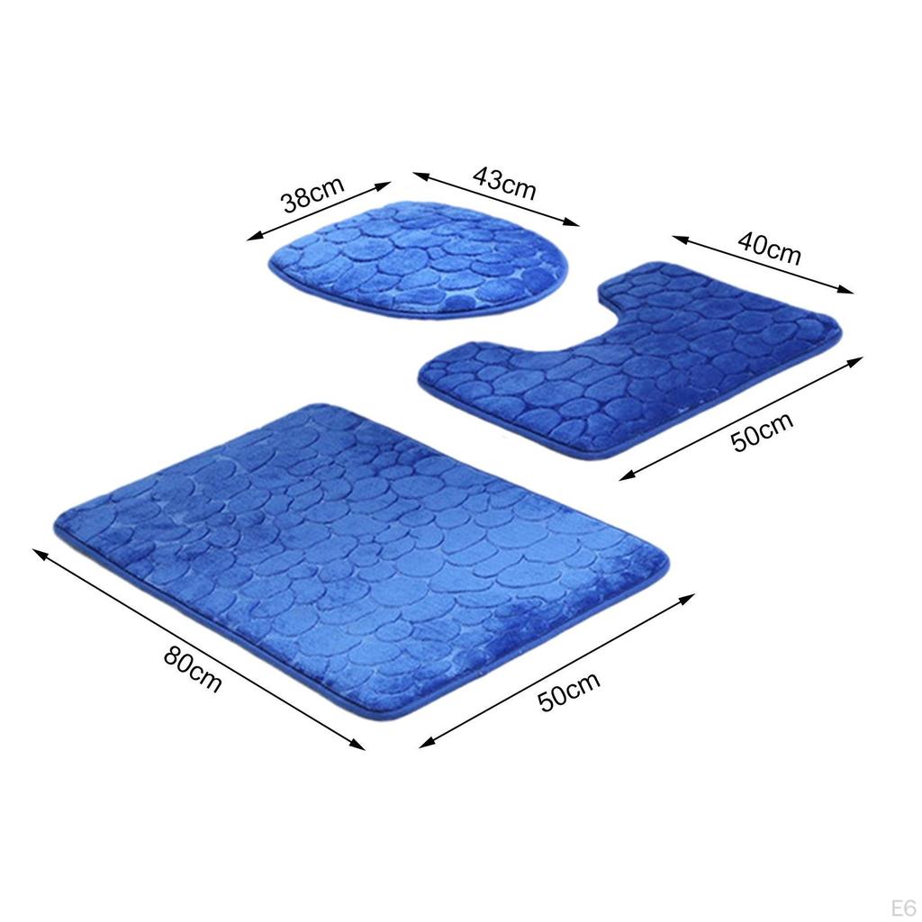 Bath Mat Set Toilet Lid Cover Water Absorbent Shower Mats Comfortable for