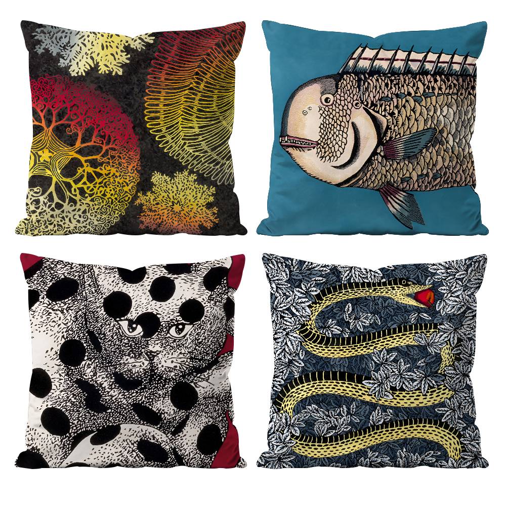 England Style Abstract Vintage Pillow Case Anti-dustmite Pillowcase Invisible zipper silky short plush Sofa cushion cover