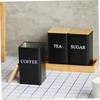 BHBL 3PCS Set Tea Coffee Sugar Canister Set with Tray Iron Tea and Coffee Jars with Bamboo Lid Coffee Sugar Tea Containers A