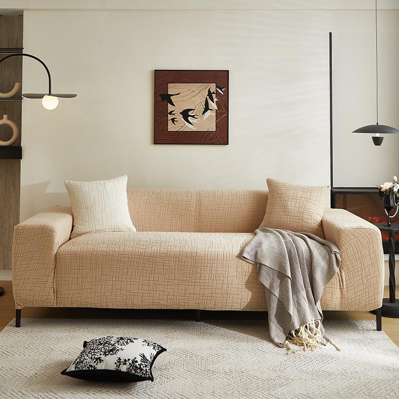 1pc Stretch Sofa Slipcover Jacquard Non-slip Sofa Couch Cover Solid Color Four Seasons Sofa Furniture Protector for Living Room