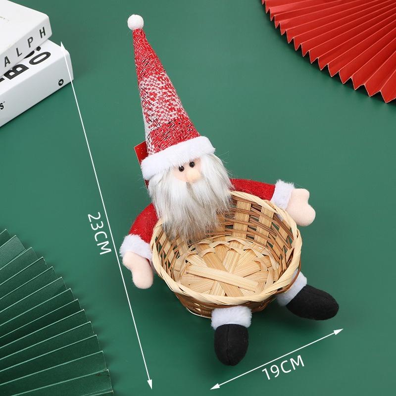 

Christmas Doll Bamboo Basket Ornaments Santa Claus Candy Basket Decoration Supplies Christmas Bamboo Basket Table Decorations 1pcs