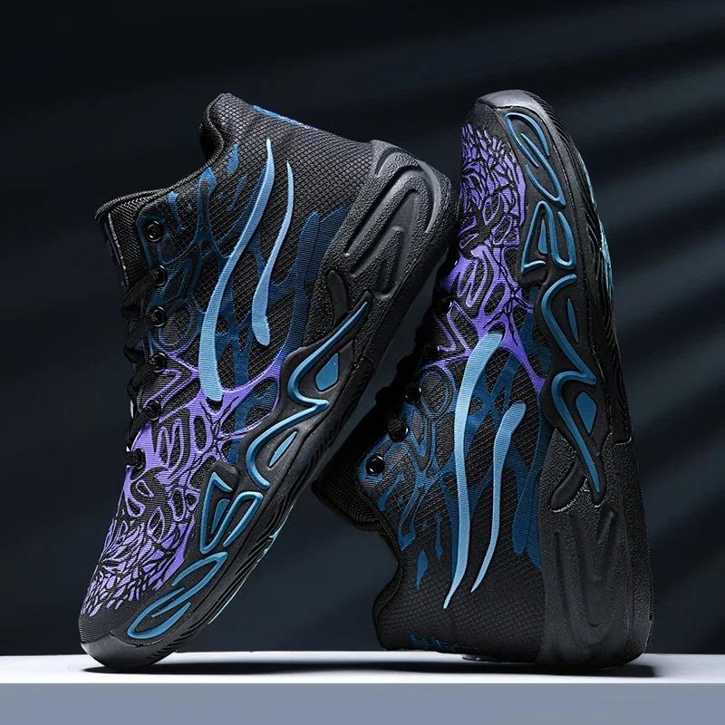 Men Stylish Basketball Shoes Field Training High-Top Plush Comfort Anti-Skid Athletic Footwear Lace-Up Daily Flat Athletic Shoes