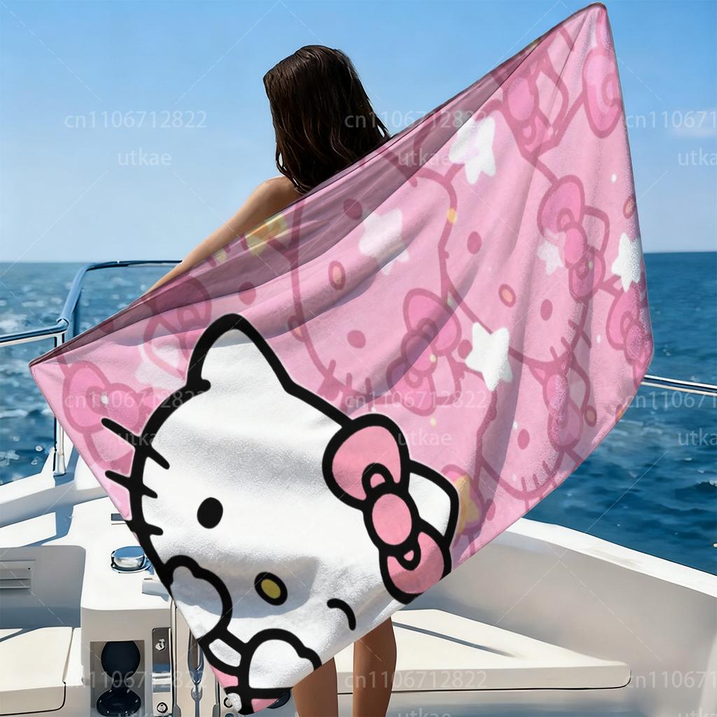 Hello Kitty Cartoon Beach Towel Quick Dry Microfiber for Travel Pool Bathroom