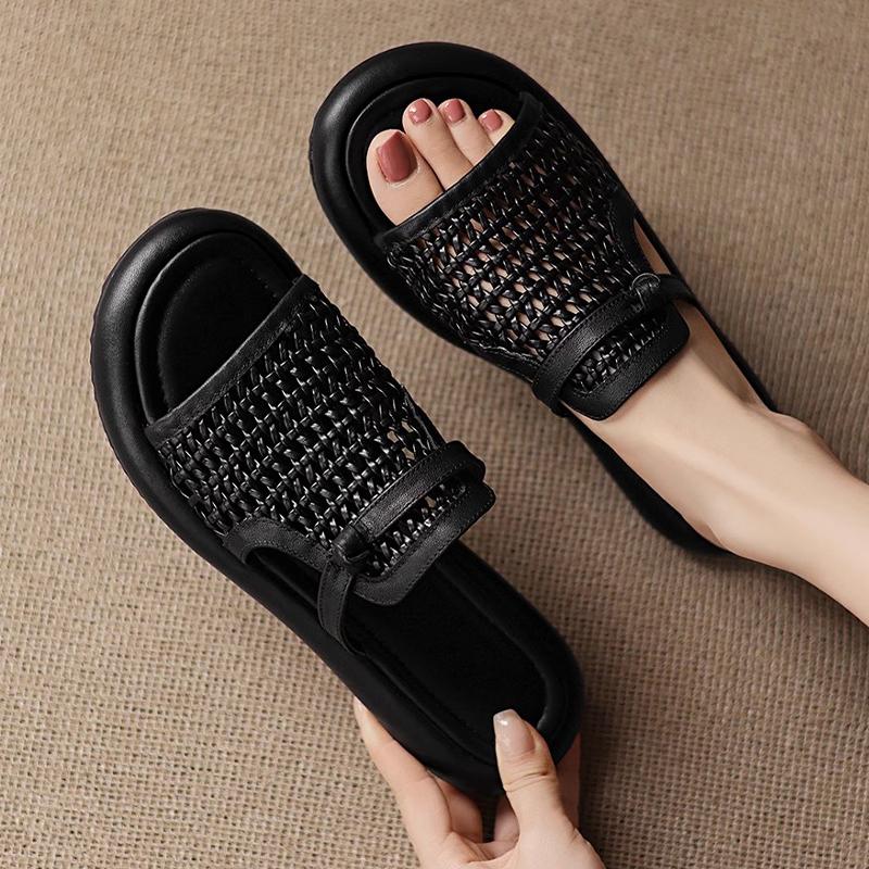 Women's Flats Slippers Casual Summer Shoes Weave Sandals 2025 Woman Beach Flip Flops New Walking Slides Mujer Zapatos