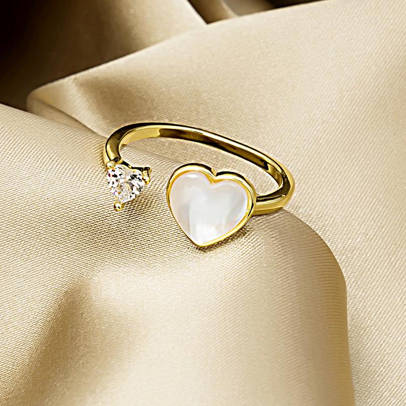 European & American Style Goddess Heart Ring: Exaggerated, Trendy, Non-Fading Diamond-Paved Design for Women