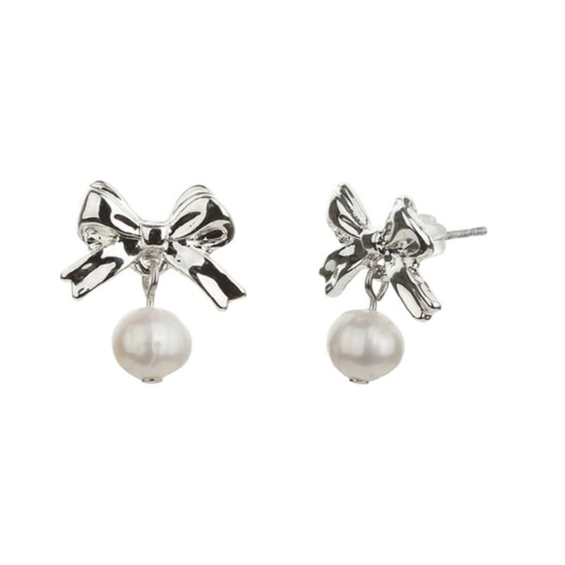 Charmy ribbon pearl-earring