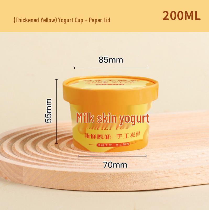 Disposable Yogurt Cup with Lid & Spoon - Thickened Food-Grade Paper for Fermentation