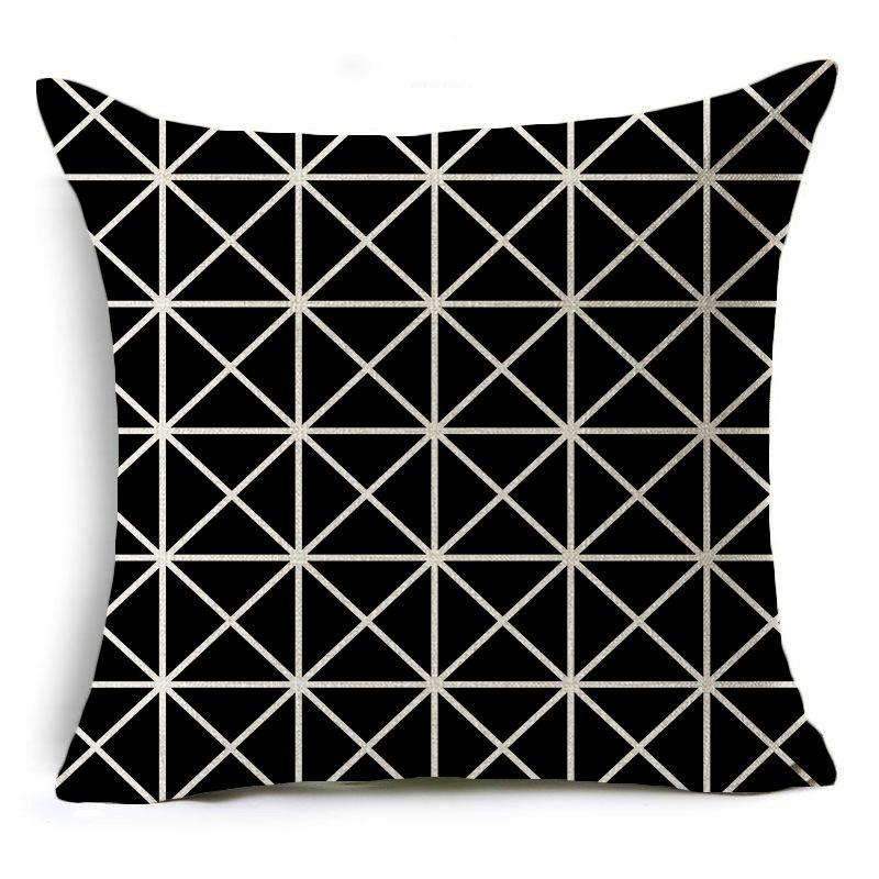 Modern Simple Black and White Geometric Linen Pillow Case Home Sofa Pillow Cushion Cover Soft Decoration