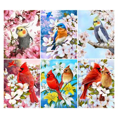 Diy 5d Plná diamantová malba Zvířecí výšivka Čtvercový Kulatý Vrták Květiny Kardinál Ptáček Mozaika Křížkový steh Ruční umění Umění Hobby