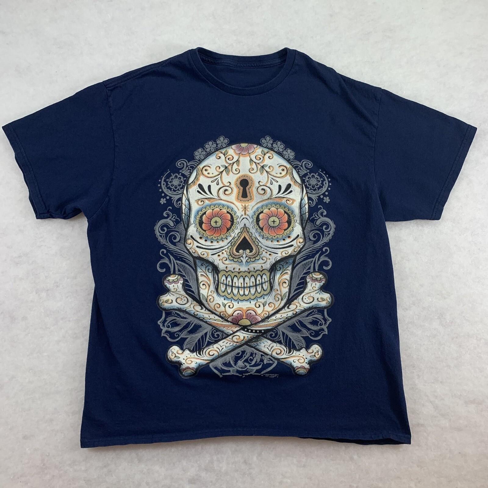 Liquid Blue 2013 Day of the Dead, Sugar Skull T Shirt Navy Blue XL S разноцветный