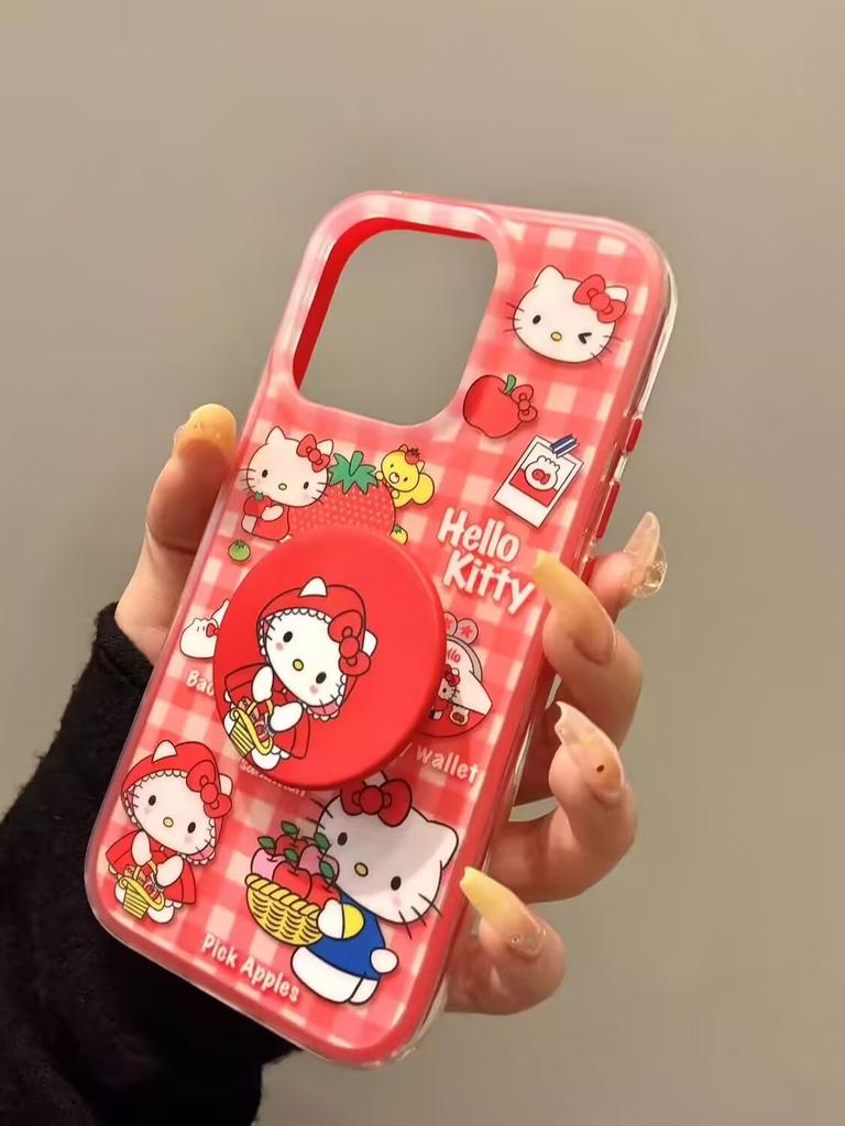 Magnetic Shake Kitty Holder Hello Kitty Case For Samsung Galaxy S26 Ultra S25 S24 S23 S22 Ultra Plus FE Flip 7 6 5G Phone Cover