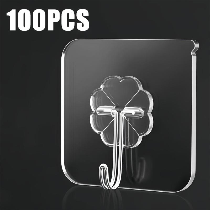 

50/100 шт. Міцні самоклейні гачки Надміцні настінні гачки Прозорі вішалки Гачок з нержавіючої сталі для дверей, ключів, рушників для ванної кімнати, кухні