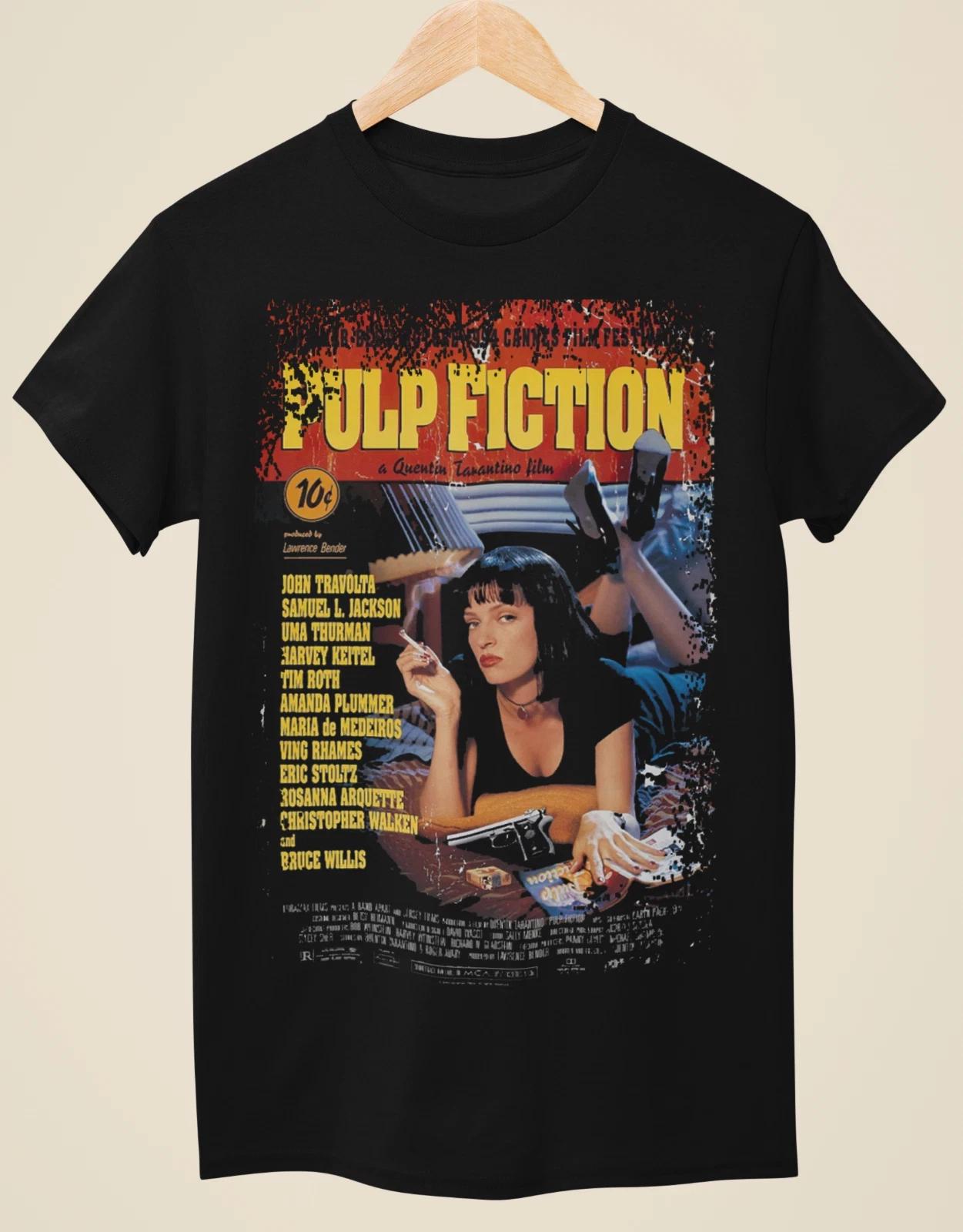 Pulp Fiction - Movie Poster Inspired Unisex Black T-shirt L