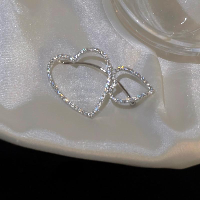 Double Rhinestone Hollow Heart Ear Cuffs Women Shiny Crystal Love Earcuff Fake Earrings No Piercing Ears Jewelry Bijoux