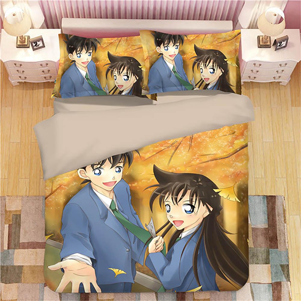 Anime Detective Conan Shinichi Bedding Set Boys Girls Twin Queen Size Duvet Cover Pillowcase Bed Kids Adult Home Textileextile