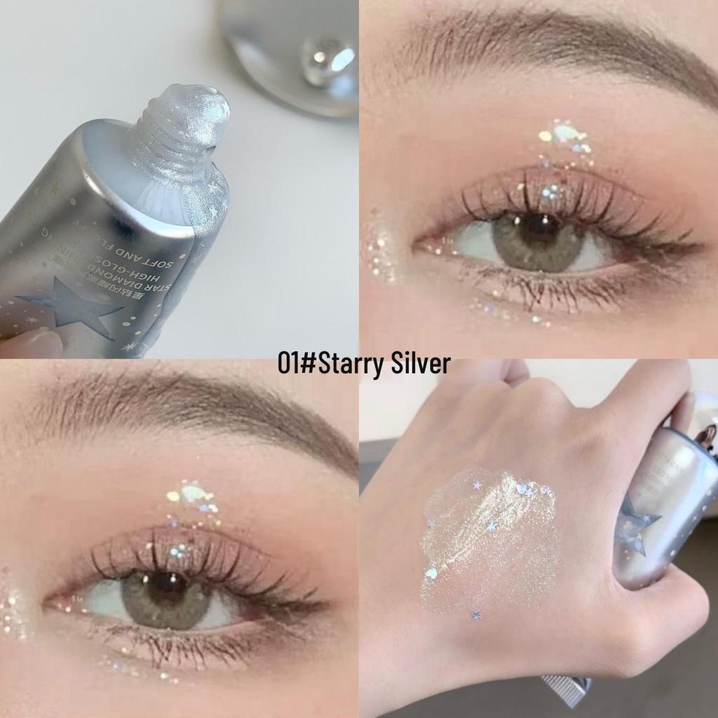SHAQINUO Sternen-Diamant-Schimmer-Gel: Perlmuttfarbener Glitzer-Highlighter für einen auffälligen Bühnen-Make-up-Look.