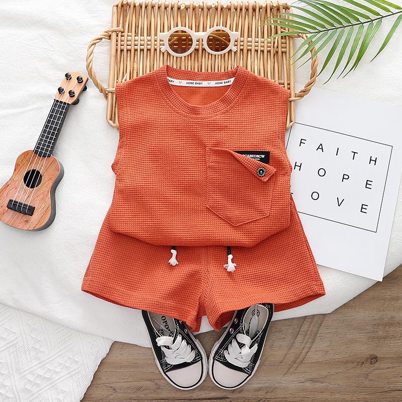 

Korean Style 2023 Cotton Baby Sleeveless Vest and Shorts Set for Summer 90 cm