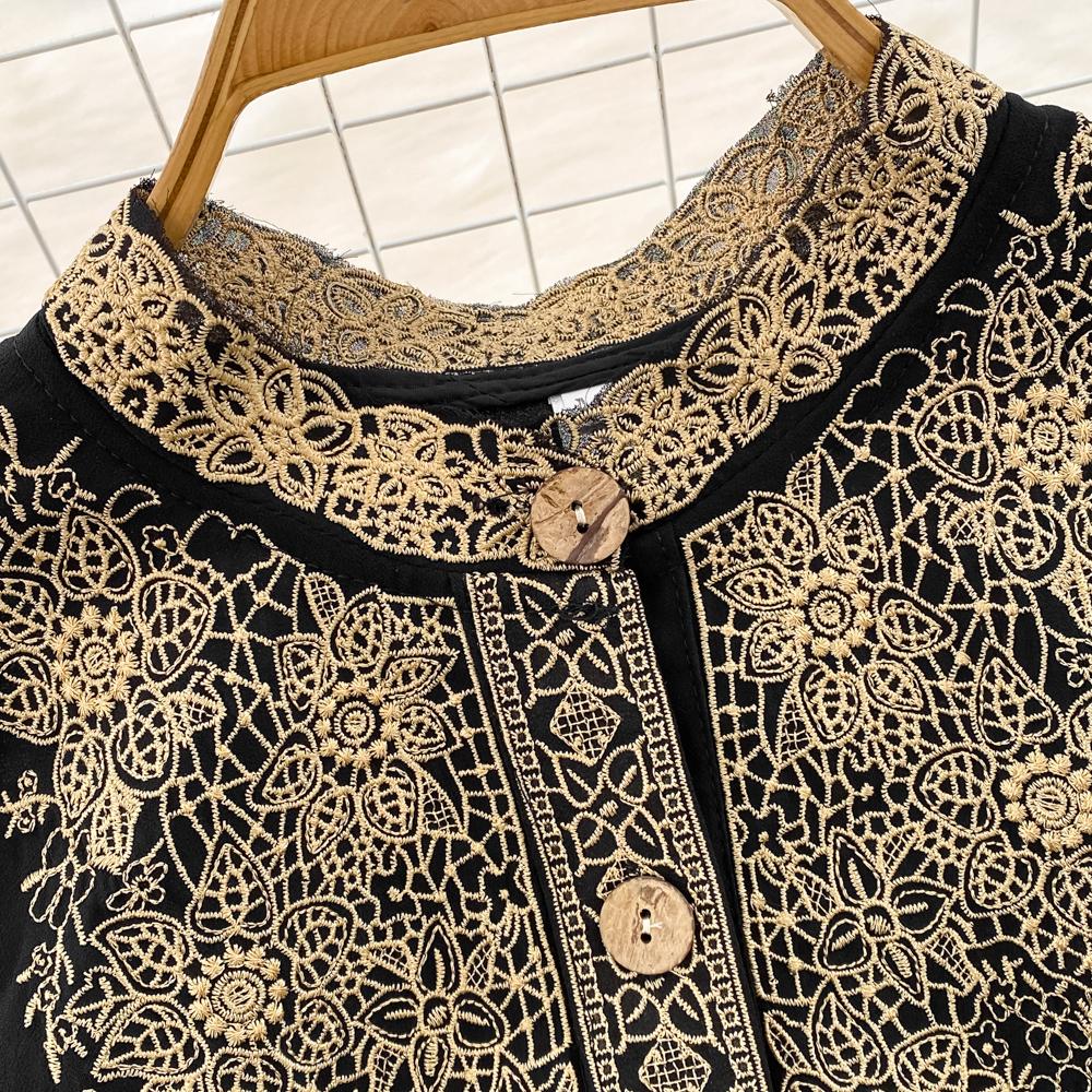 Abito da Donna Stile Dolce Maniche Lunghe Patchwork Ricamato Monopetto Vita Alta A-line Abiti Autunno 2023 Nuovi Abiti SN3859