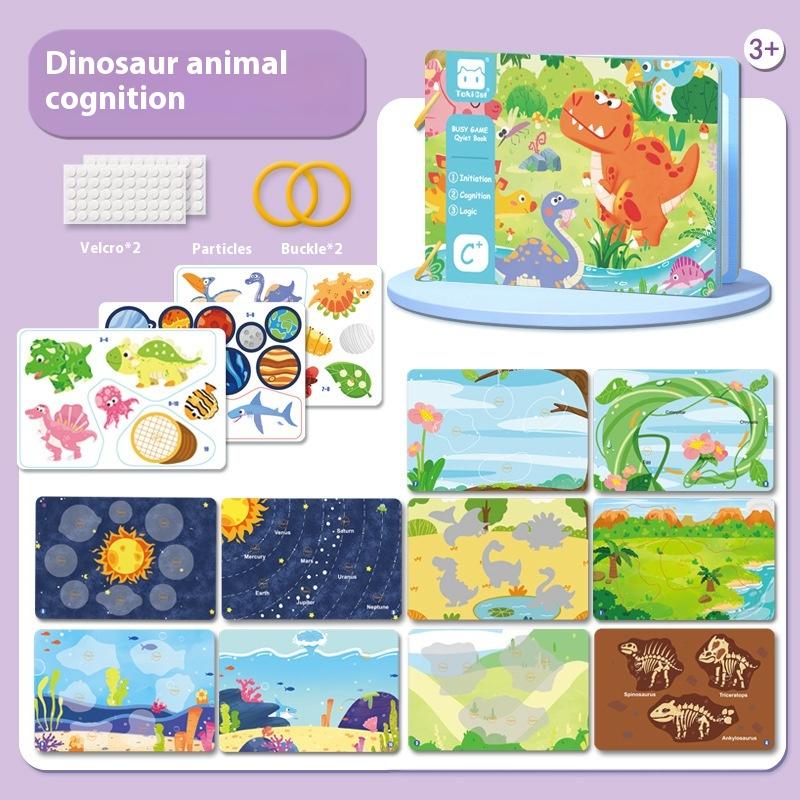 

1 набор парных пазлов для малышей, игра Монтессори, развивающая книга с наклейками, тихая книга для детей, ранние образовательные игрушки, подарки Dinosaur